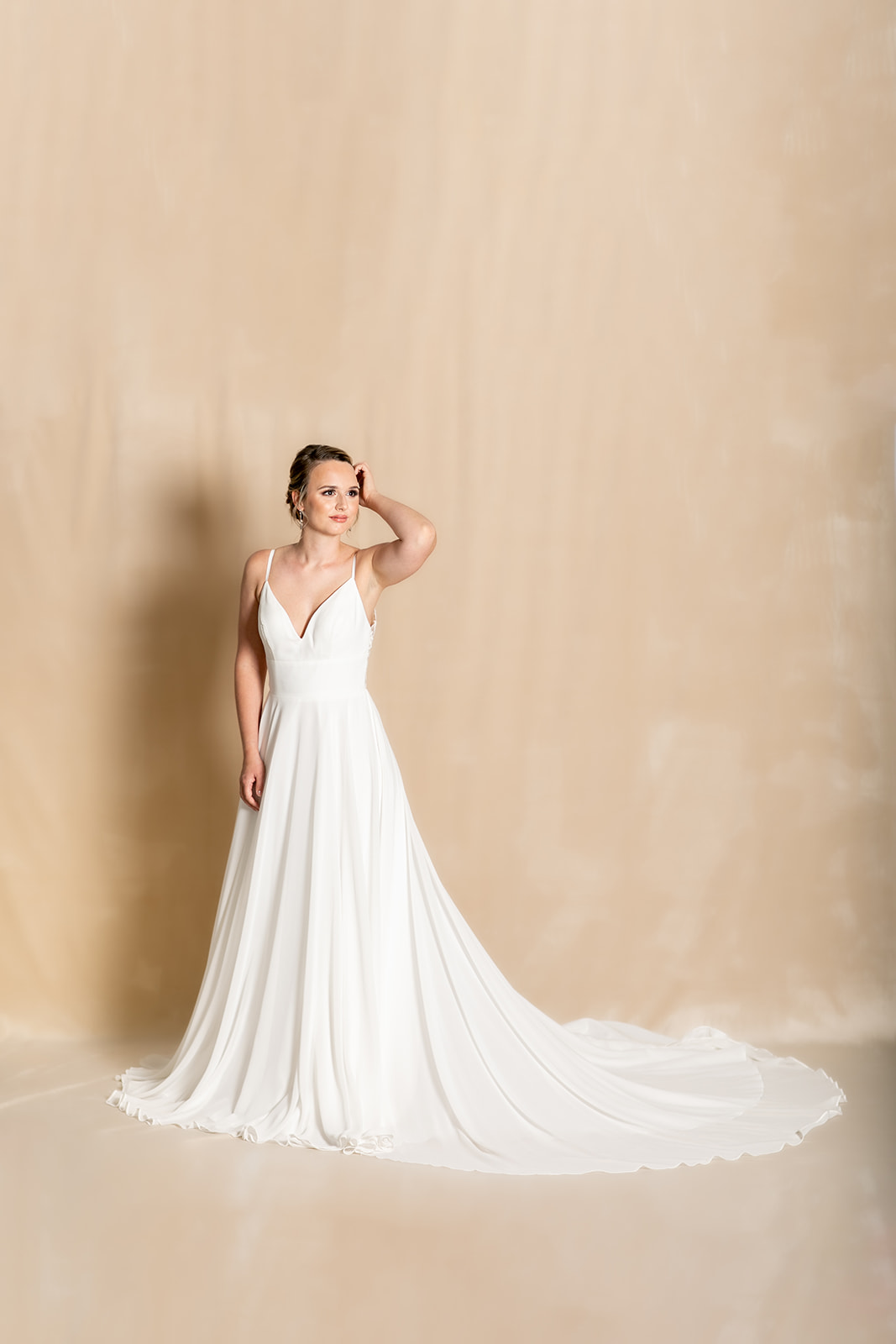 chiffon wedding dress from K&B Bridals Main Street Bridals collection in Maryland