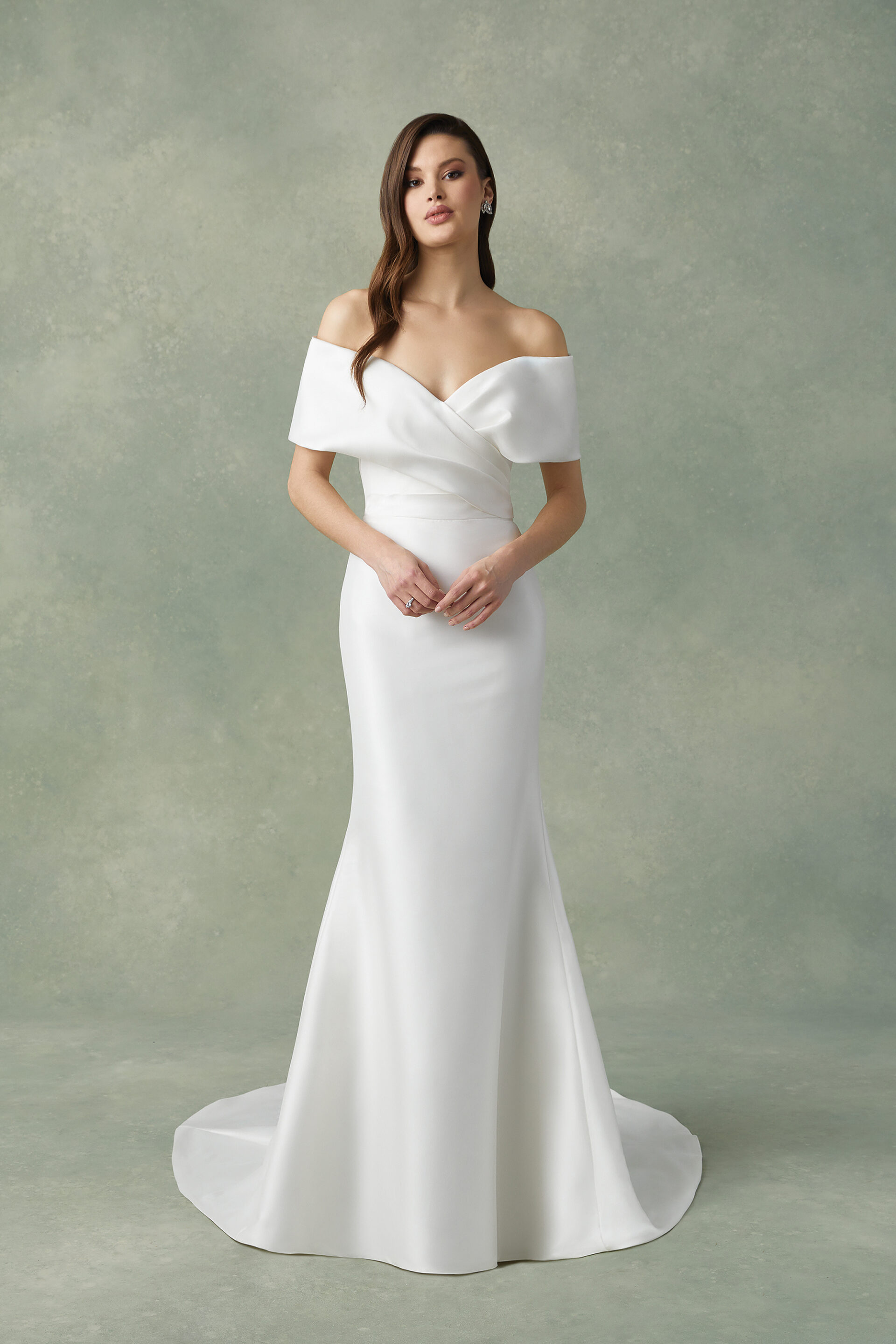 Mikado Dress With Cuffed Off-the-Shoulder Neckline Fiona Justin Alexander wedding dress