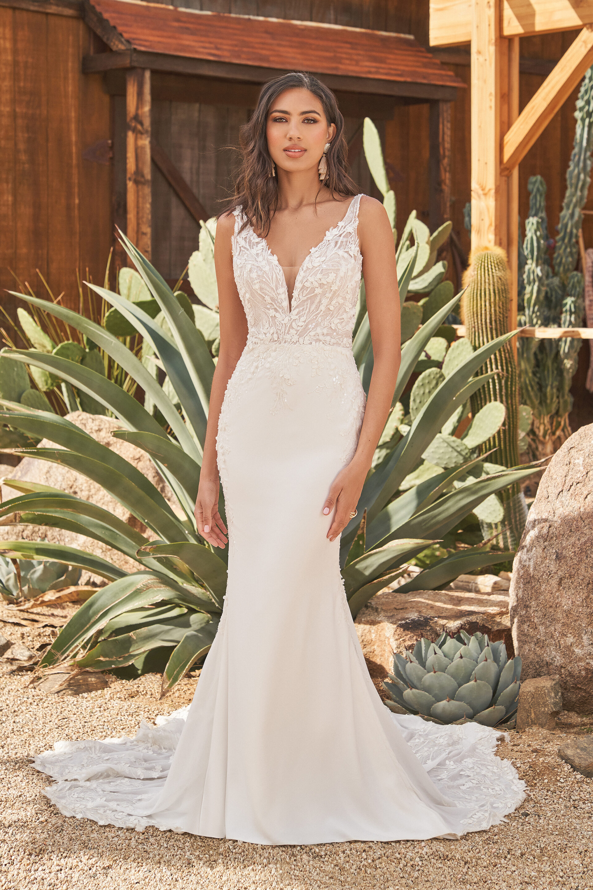 Crepe Fit and Flare Dress by Lillian West at K&B Bridals in Bel Air Maryland