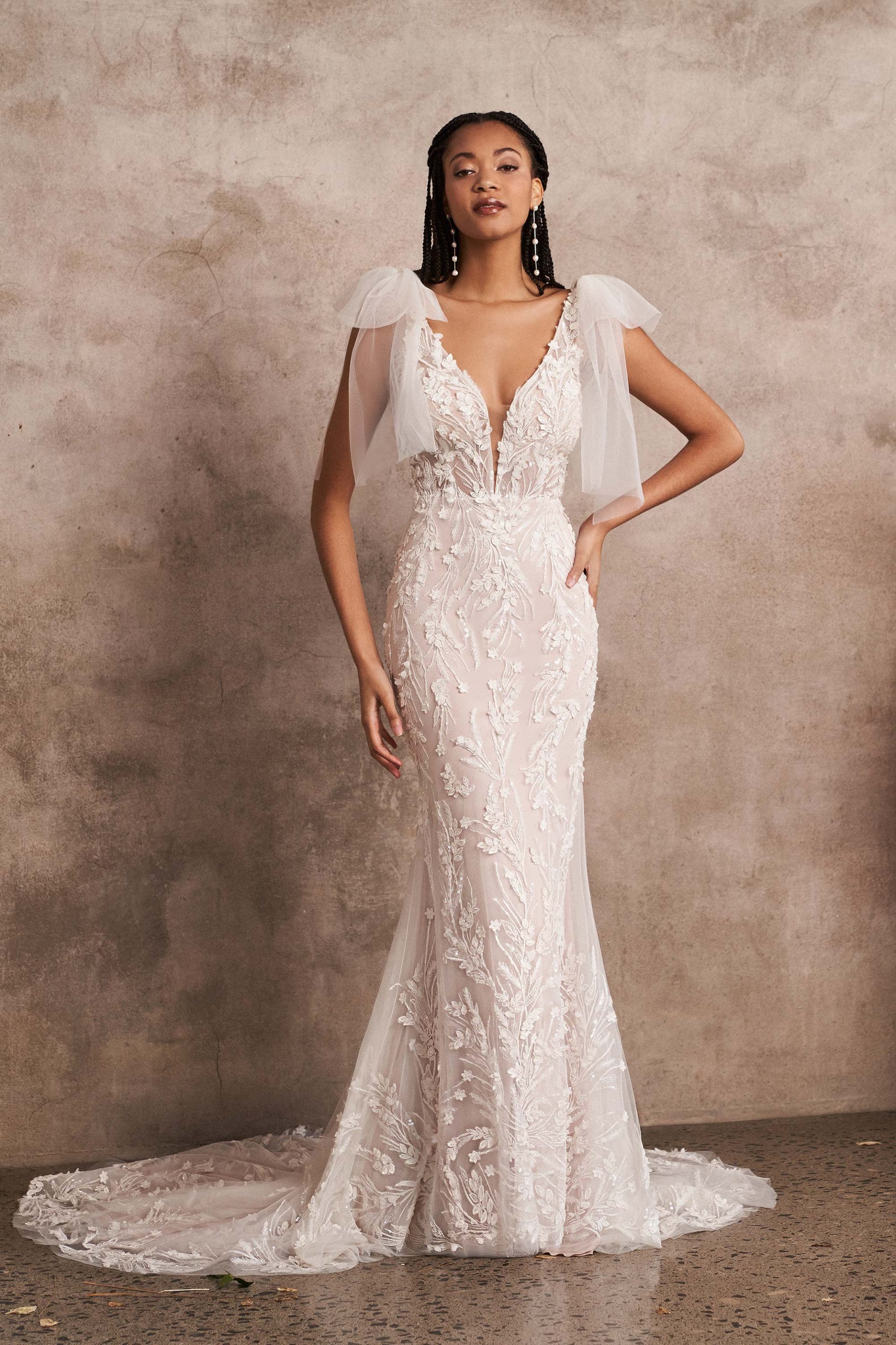 Beaded Fit and Flare Dress by Lillian West at K&B Bridals in Maryland