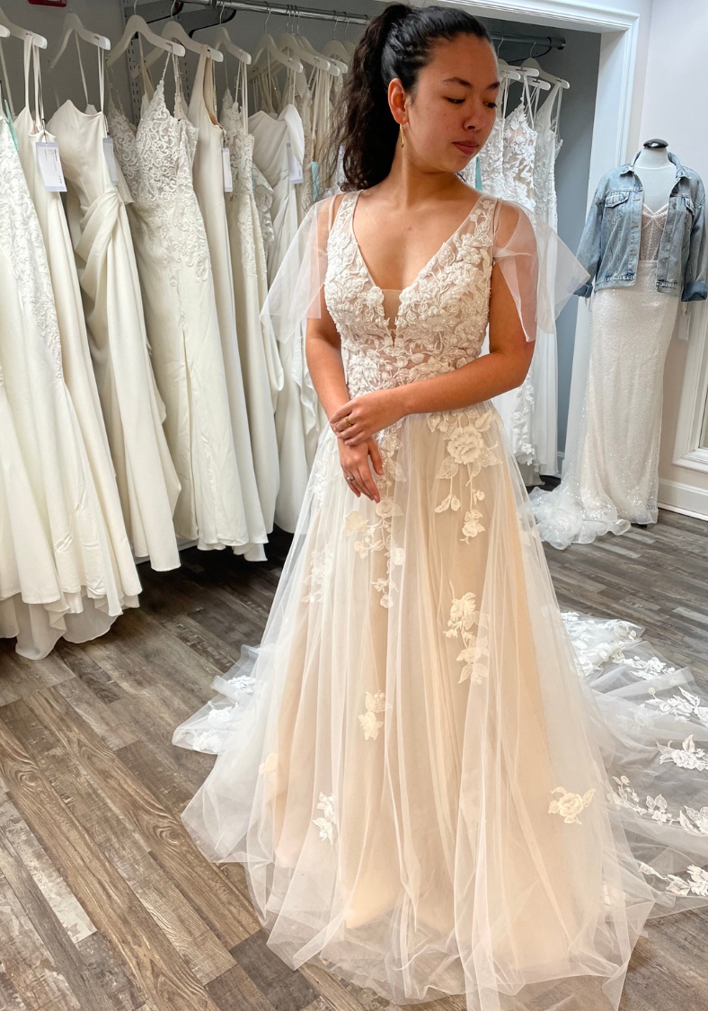 tulle a-line bridal gown at K&B Bridals bridal shop in maryland