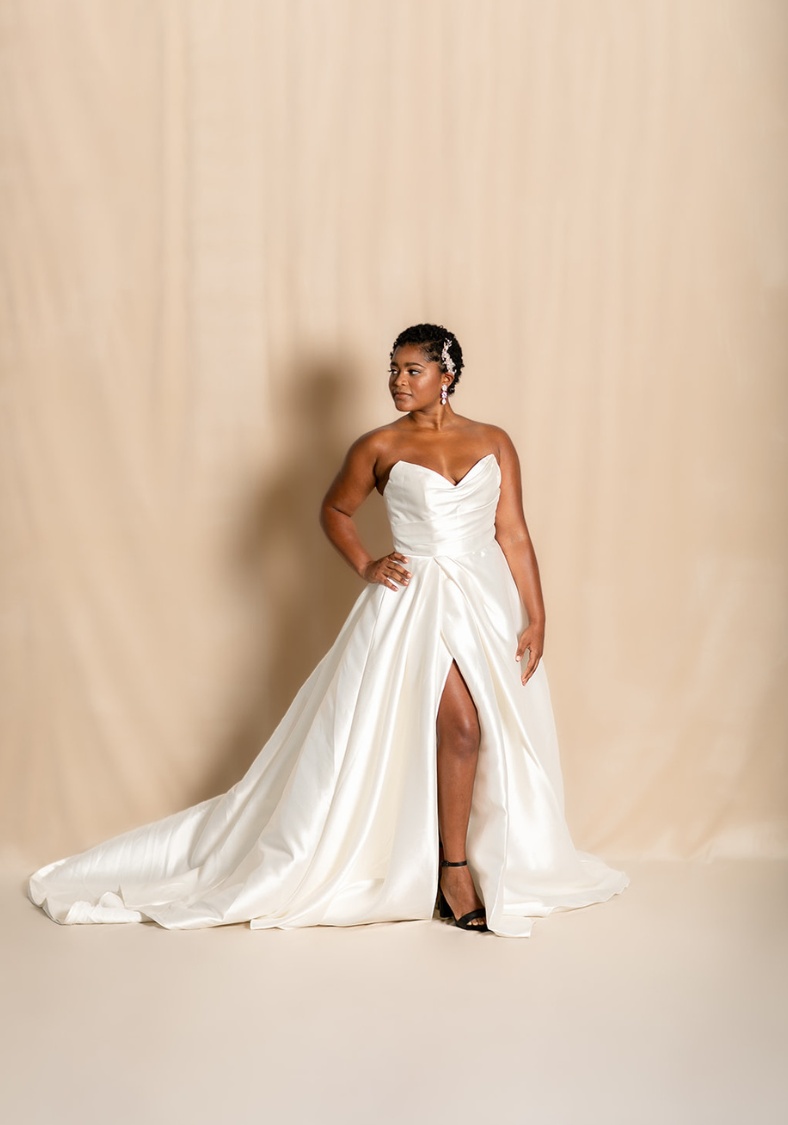 Modern Satin Ballgown Wedding Dress at K&B Bridals in Maryland