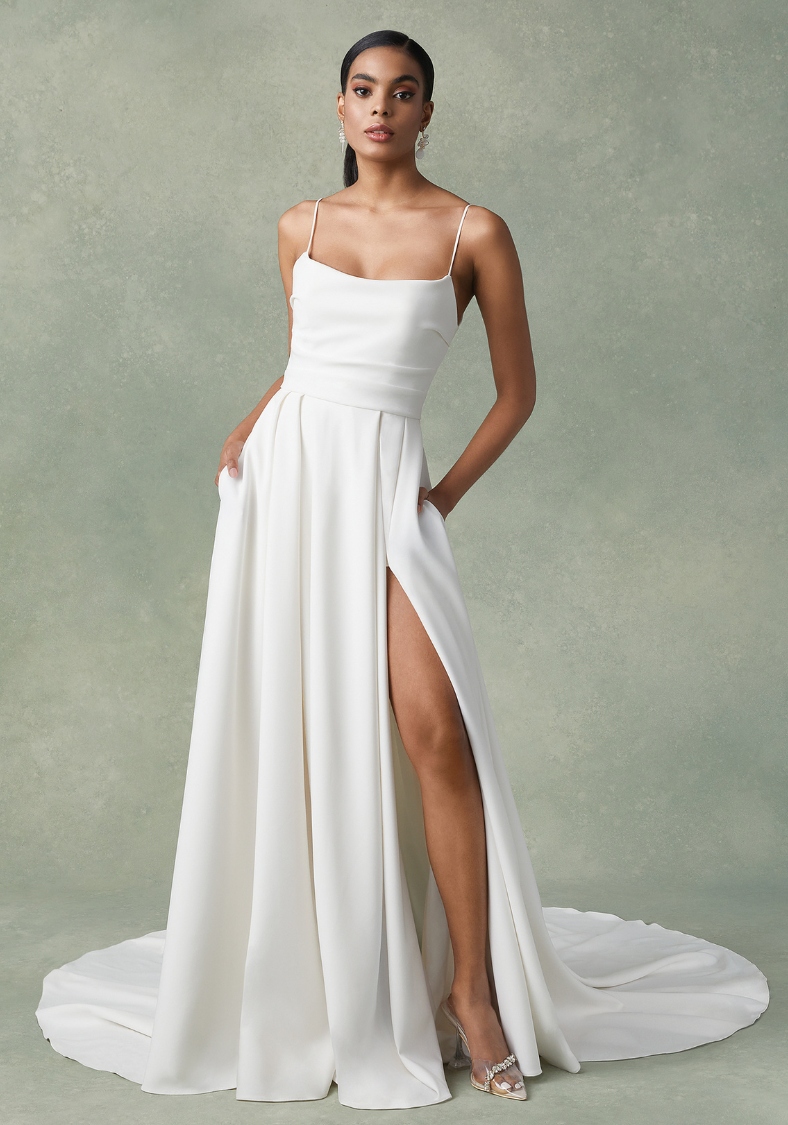 A-Line Crepe Wedding Dress With Scoop Neckline Frankie Justin Alexander Wedding Dresses in Maryland