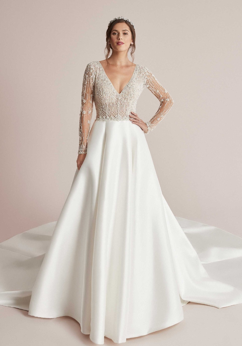 Beaded Long Sleeve Ball Gown Carson Justin Alexander wedding dresses at K&B Bridals bridal shop in Hagerstown Maryland