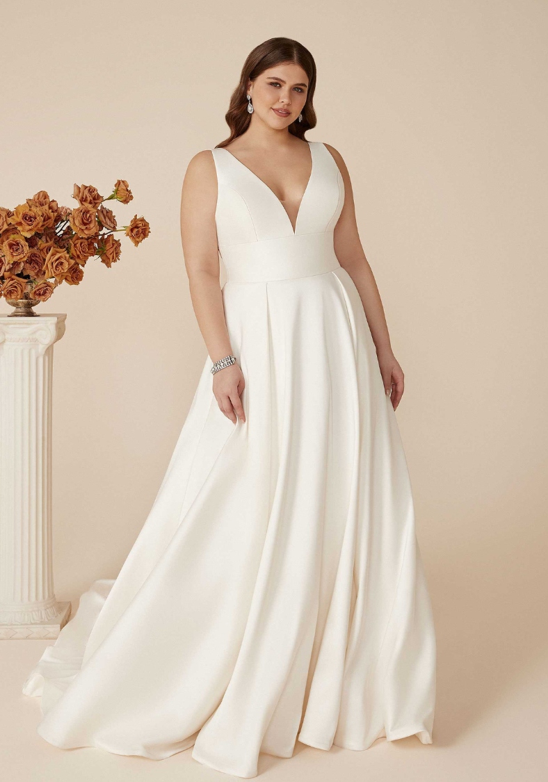 Classic Mikado A-Line Bridal Gown April Justin Alexander wedding dresses at K&B Bridals bridal shop in Hagerstown Maryland
