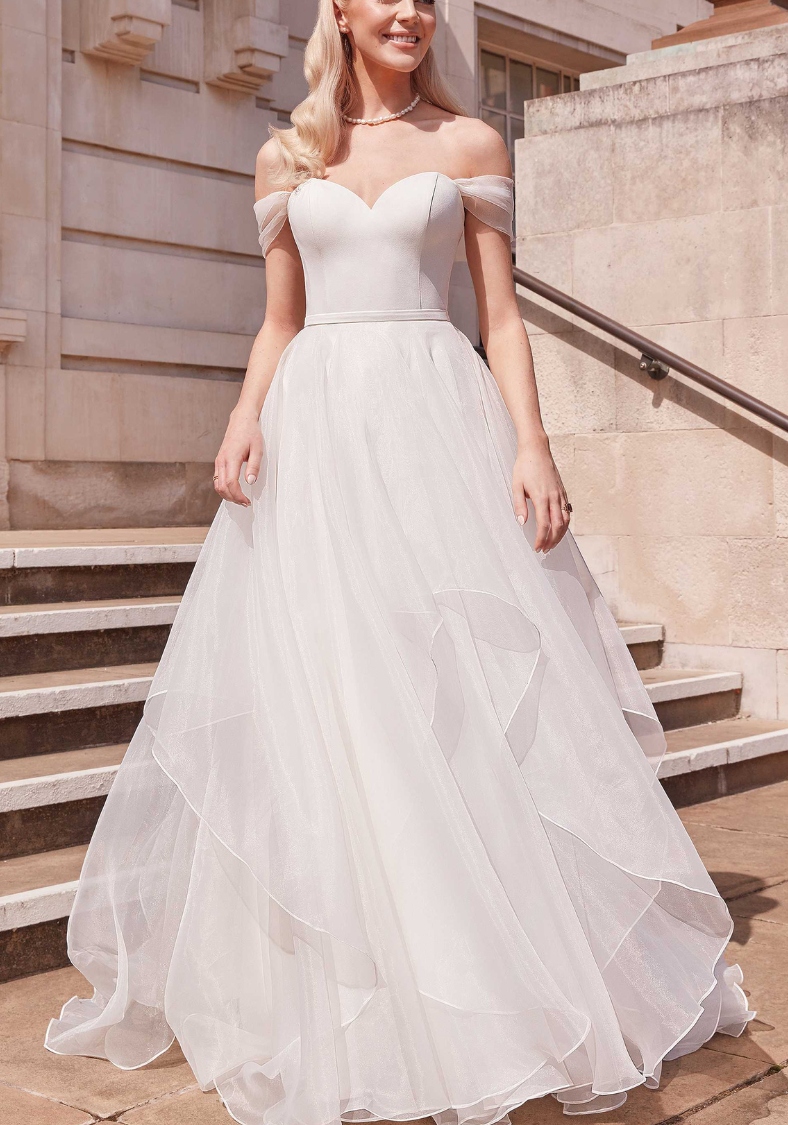 Organza Ruffle Skirt Ball Gown Wedding Dress Diana Adore by Justin Alexander wedding dresses hagerstown maryland