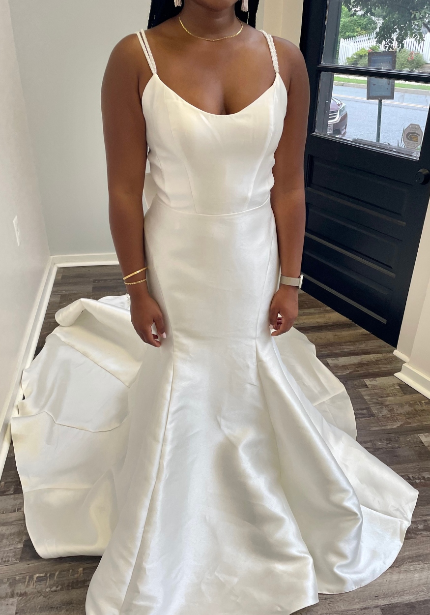 Scoop Neck Mikado Fitted Gown at K&B Bridals bridal shop takoma park maryland