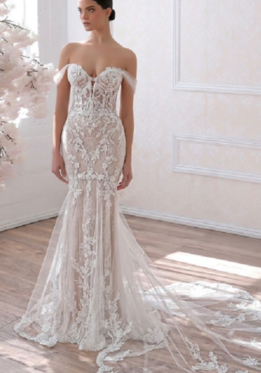 Strapless Mermaid Lace Wedding Dress Evangeline Etoile wedding dresses washington dc