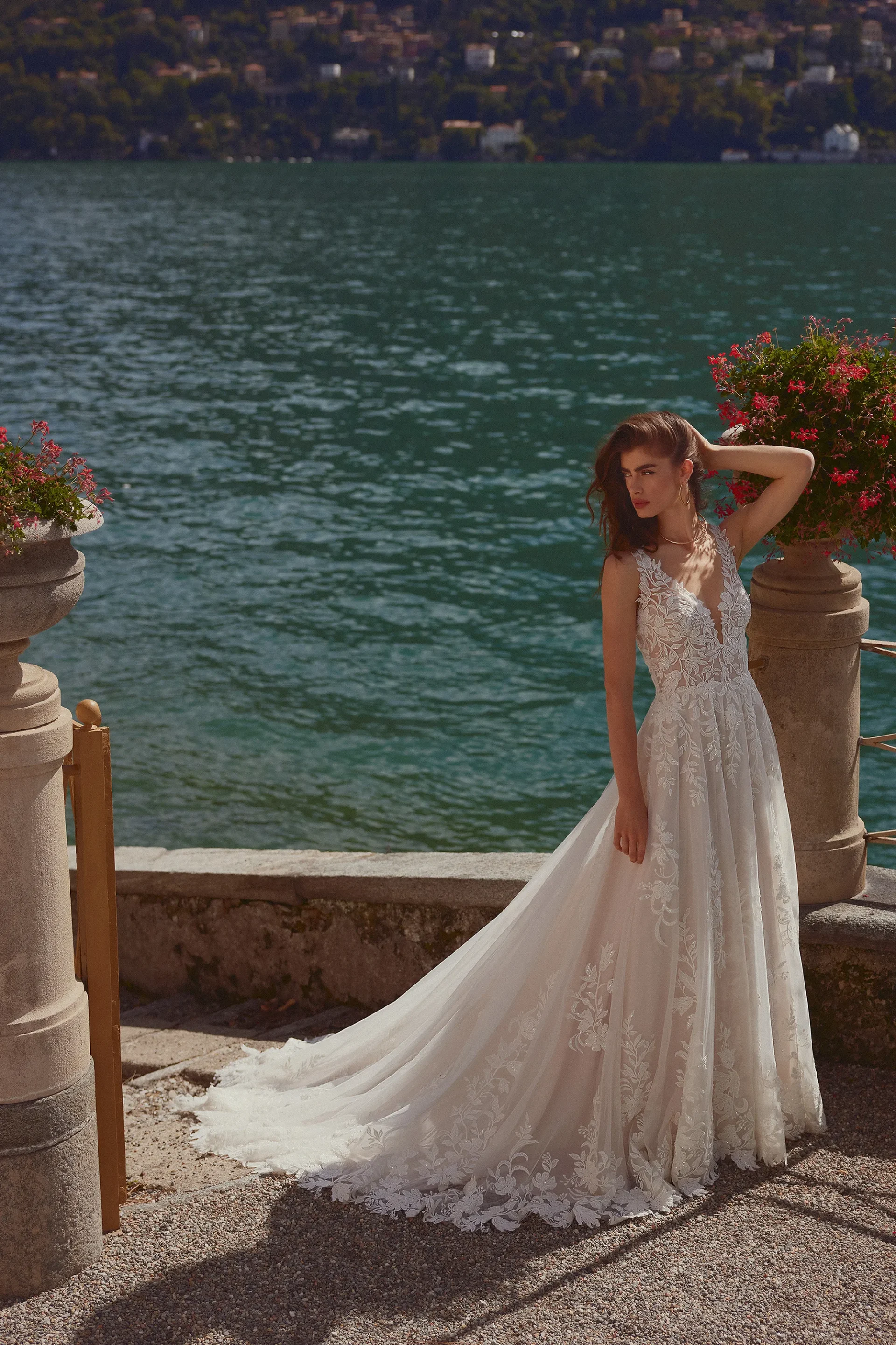 Beaded A-Line Gown with V-Neckline Isley, K&B Bridals (for back wedding theme)