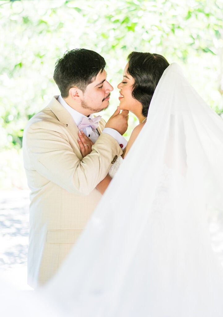 bride and groom face to face