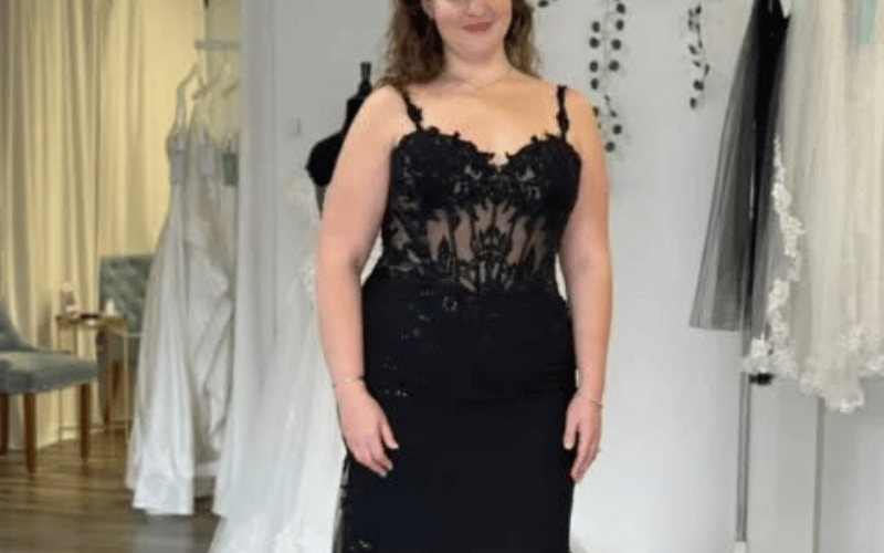 Black Wedding Dress Ideas: How to Wear the Nontraditional Bridal Trend woman wearing a black wedding dress