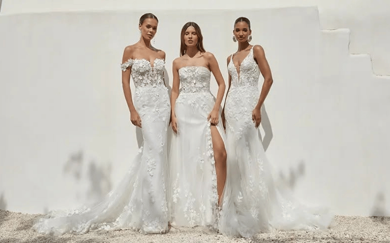 Stylish Wedding Dresses: Details That Make a Gown Feel Special stylish wedding dresses, three brides wearing wedding dresses