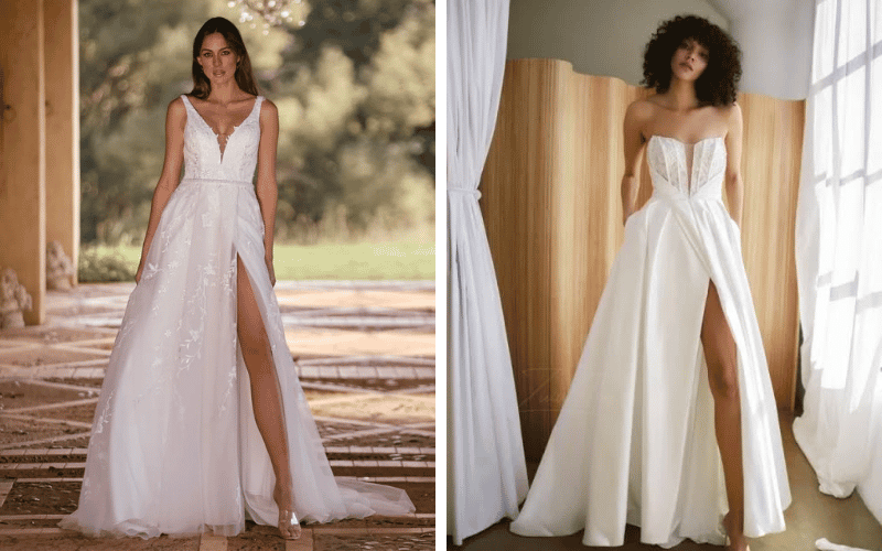 The Wedding Dress with Slit: A Quietly Bold Detail Brides Are Loving woman wearing a wedding dress