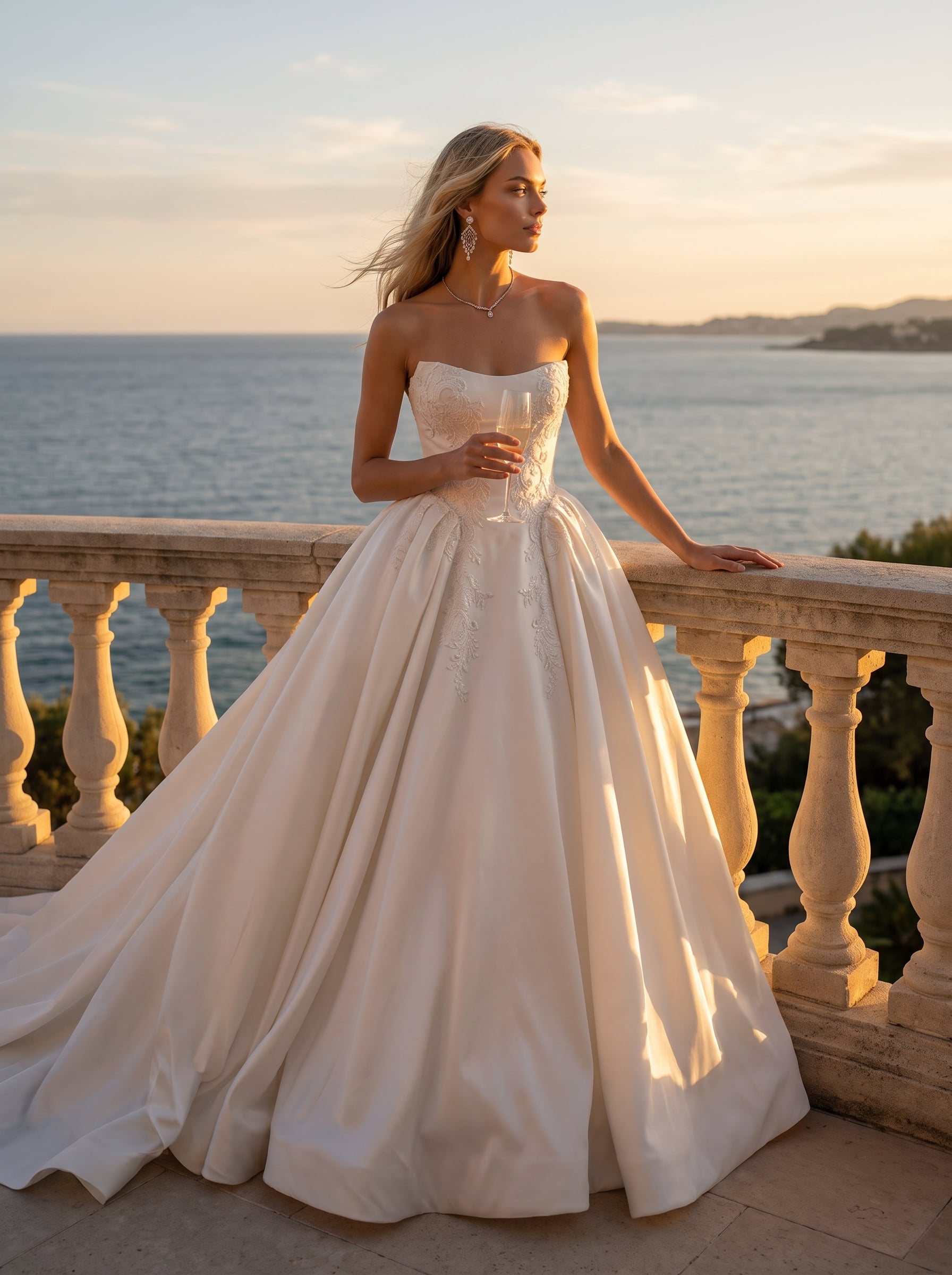Page Updates & Announcements Ball gown wedding dress with a scoop neckline, beaded detailing, a basque waist, and a full satin skirt with a sweeping train.